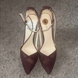 Nine West Burgundy Heels with Mesh Detail 4 inch Heel
